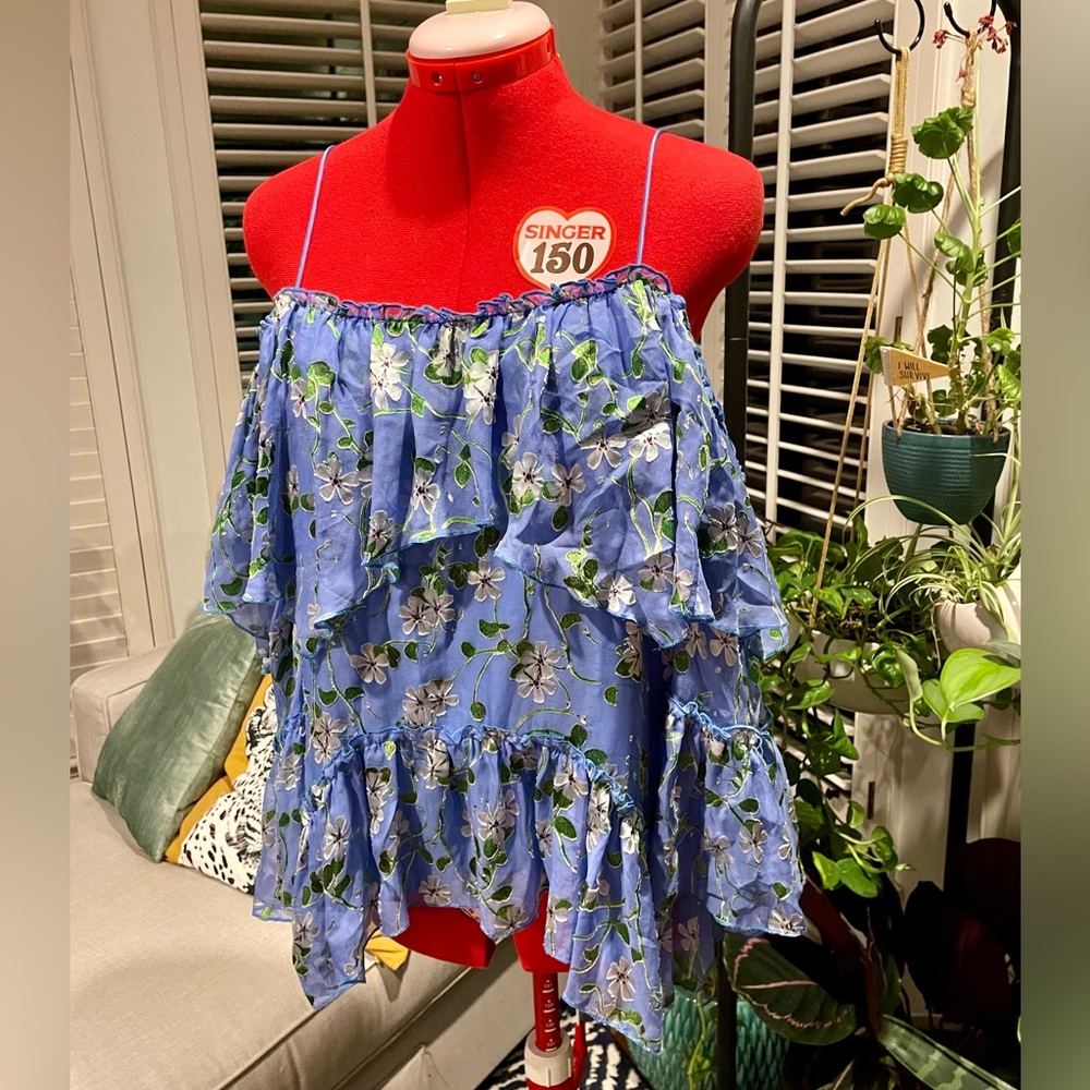 Alice + Olivia Cold Shoulder Floral Blouse